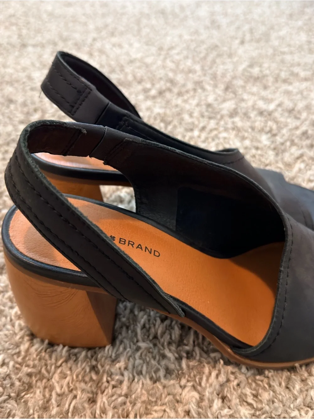 Lucky Brand Black Open-Toe Slingback Wedge Sandals